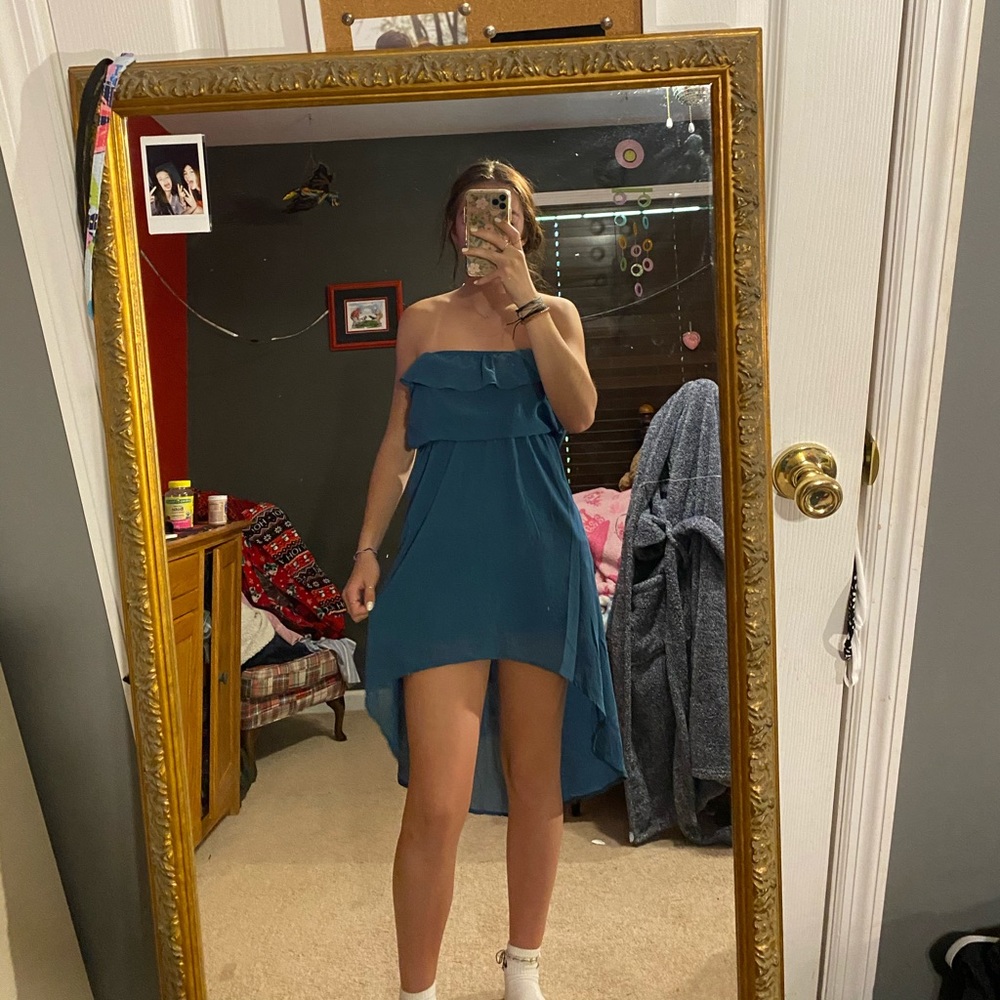 MINE off the shoulder blue dresss